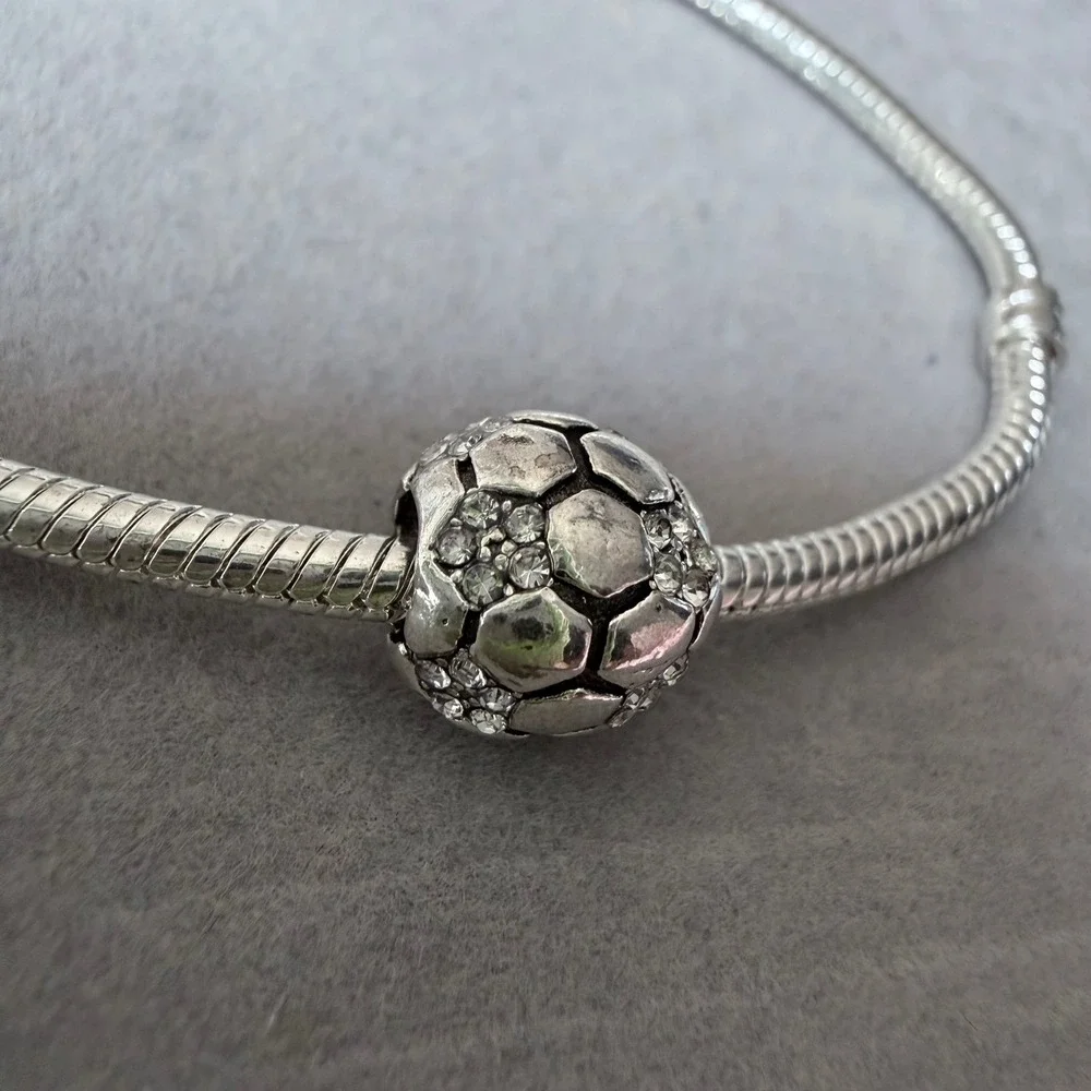 Soccer Ball Crystal Bead‎ Charm fits PANDORA